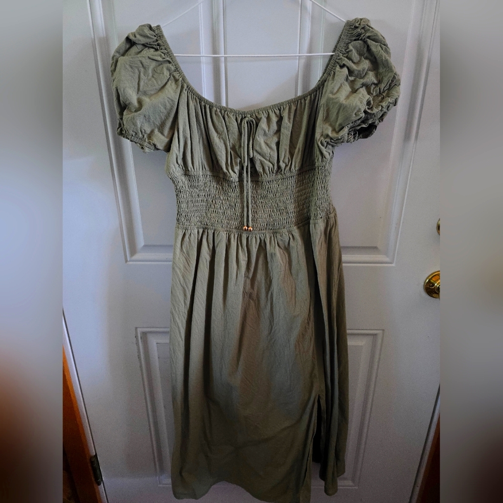 Cotton Green Milkmaid dress, medium